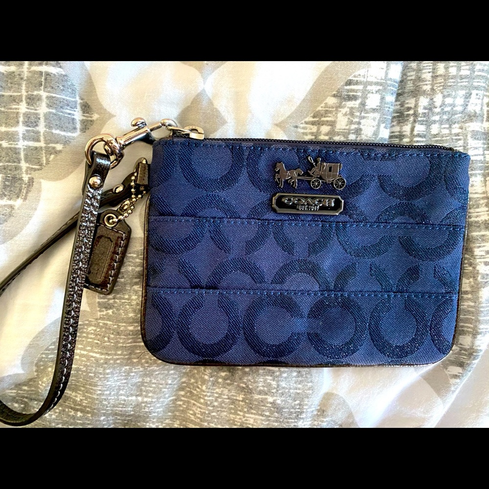 Blue coach wristlet